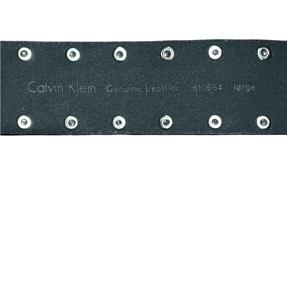 Calvin Klein Studded Genuine Leather Belt Size L | Silver Medallion Buckle - Picture 3 of 5